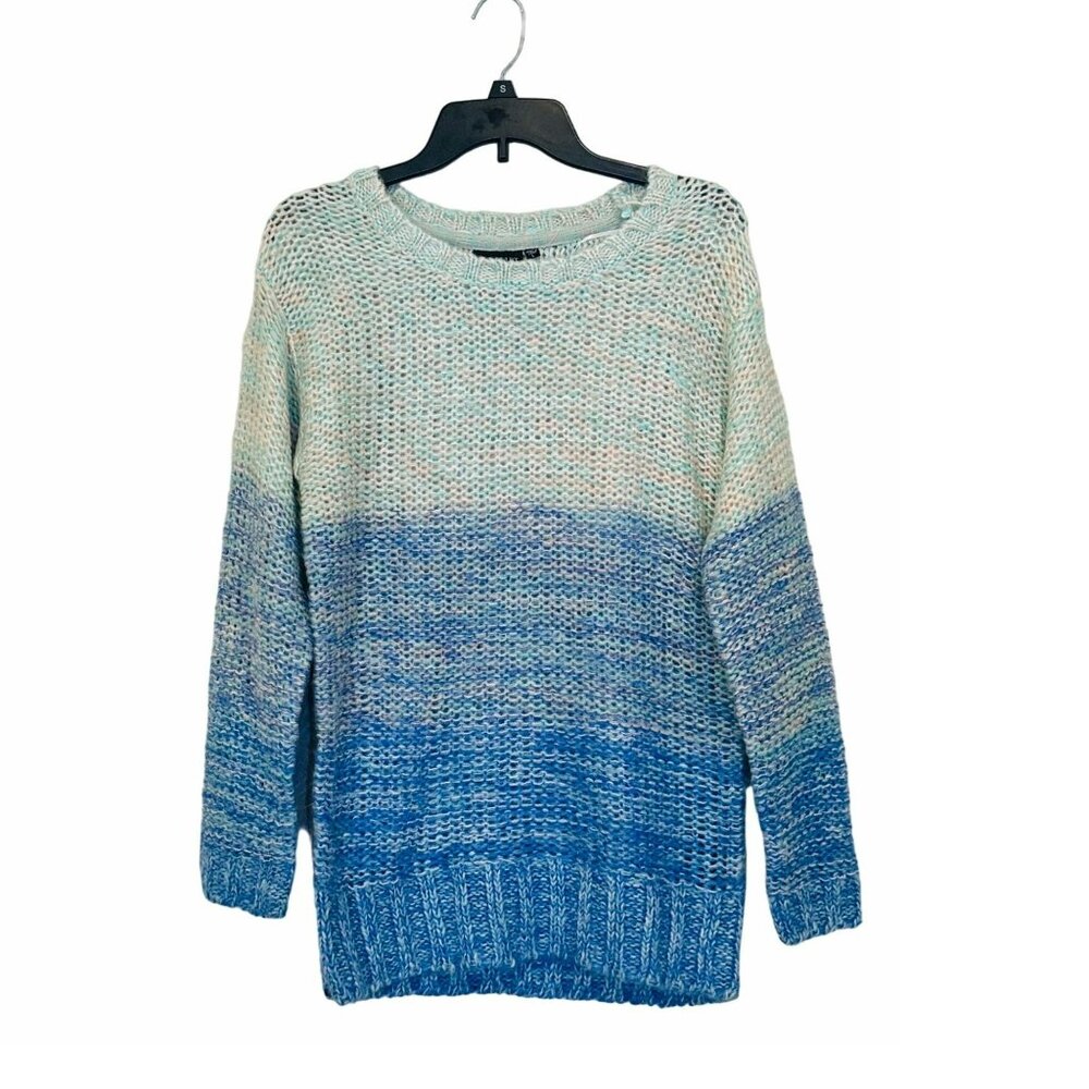 ✨Ultra Flirt Womens Sz L Long Sleeve Knit Sweater Blue Ombre Acrylic New✨